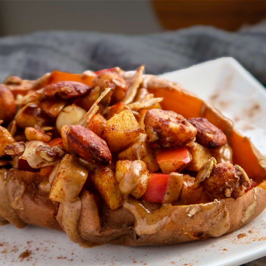 Apple Cinnamon Stuffed Sweet Potato